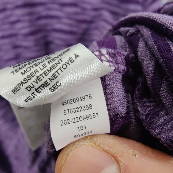 Chicos Womens 3 XL Purple Abstract Striped 3/4 Sleeve Shirt Top Resort Vacation - Picture 16 of 16